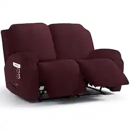 Fabibe - Oversized 3 Pieces Stretch Recliner Chair Covers - Plush Fabric Slipcovers & Durable Furniture Protectors with - Burgundy 2 Seater