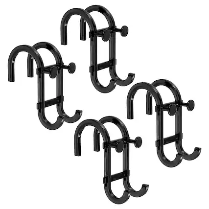 Front. Unique Bargains - Shower Door Hook, 4pcs S Hooks Hanging Multi-Purpose No-Drilling Razors Hanger for Bathroom/Kitchen Clothes Towel Org - Black.