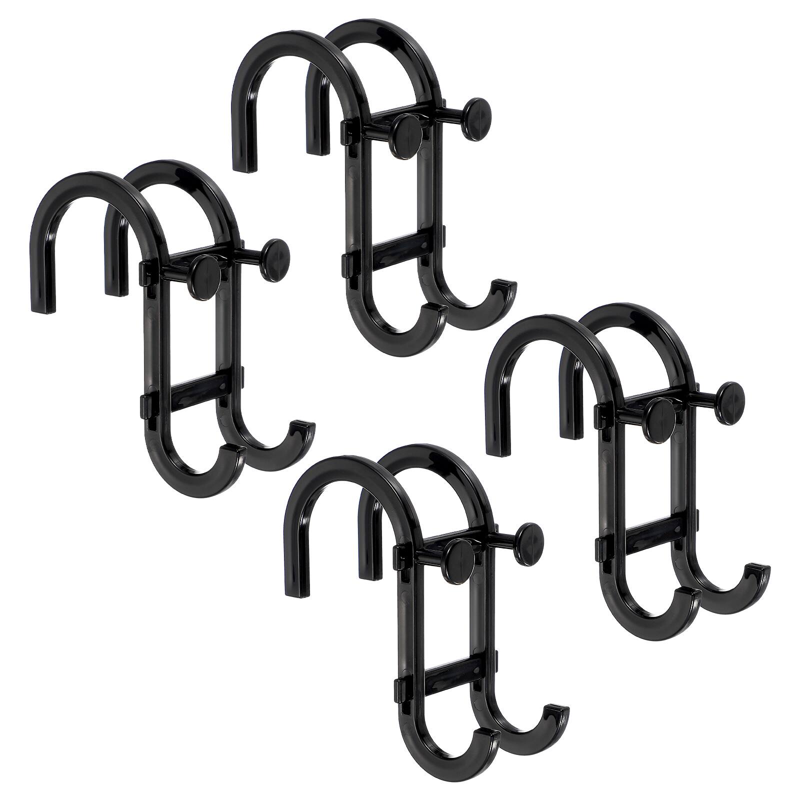 Front. Unique Bargains - Shower Door Hook, 4pcs S Hooks Hanging Multi-Purpose No-Drilling Razors Hanger for Bathroom/Kitchen Clothes Towel Org - Black.