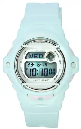 BABY-G SET ALM SIG ALM ADJUST/SET WED MUTE DST NO - DAYS REV 23-6-14 MODE 10:10:00 10 00 FWD - 24HR/FWD - SELECT WATER RESIST