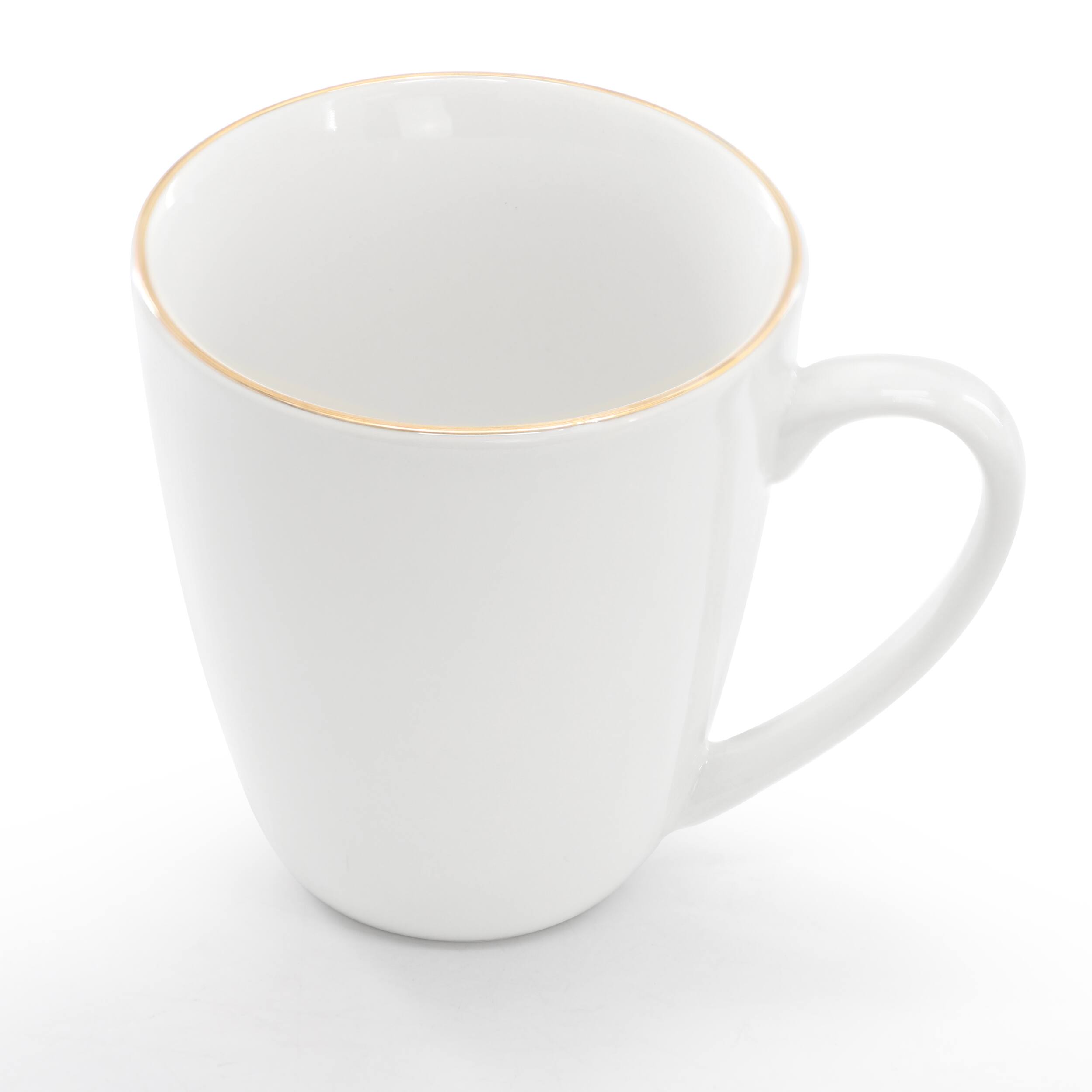 Alt View 1. Gibson - Gibson Home Ogalla 8 Piece 12 Ounce Gold Banded Fine Ceramic Mug Set - White.