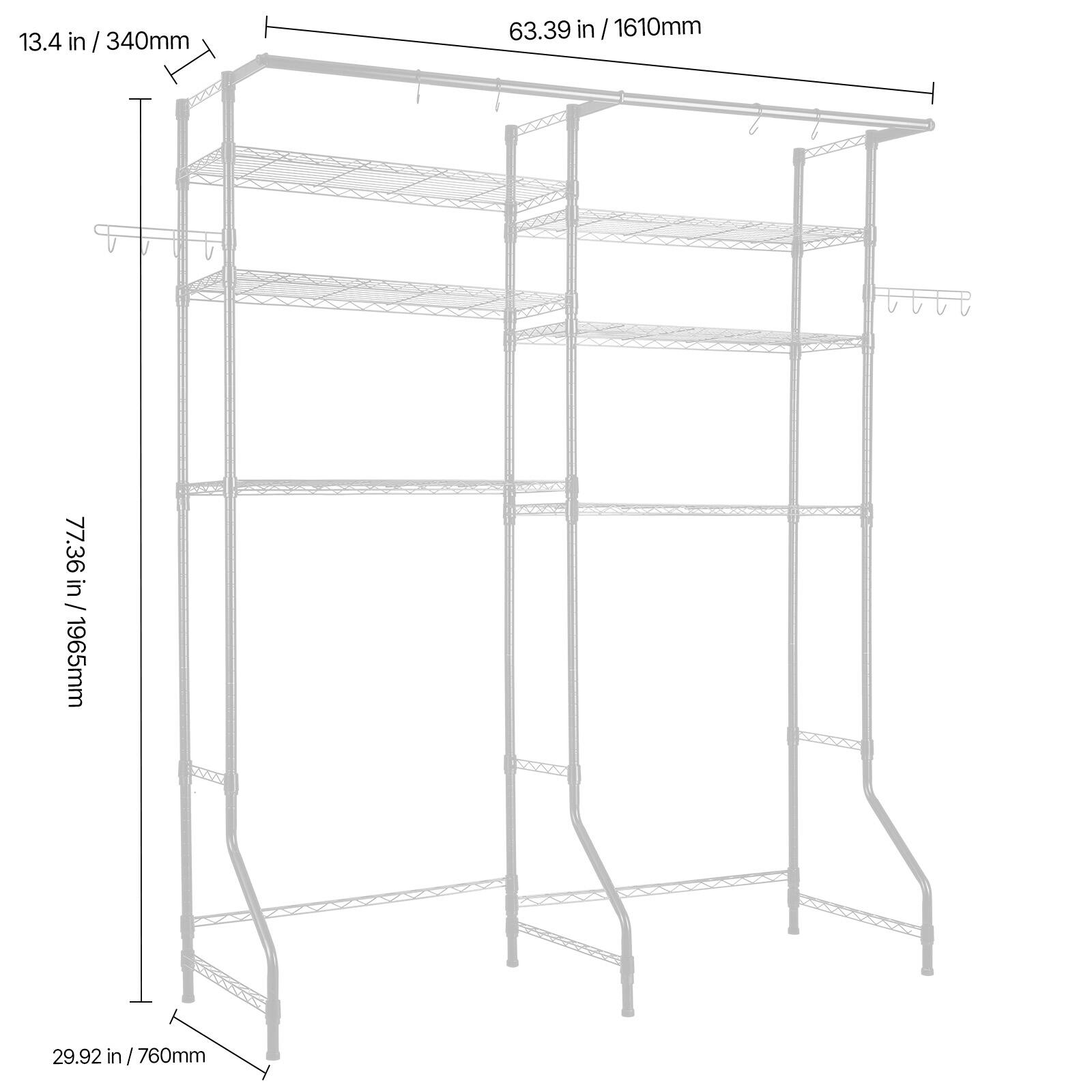13.4 in / 340mm  
63.39 in / 1610mm  
77.36 in / 1965mm  
29.92 in / 760mm