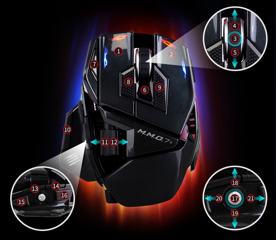 Mad Catz M.M.O. 7+ Wireless Gaming Mouse with 22 Programmable