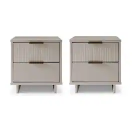 Manhattan Comfort - Granville Modern 18" Nightstand - Set of 2 - Light Gray