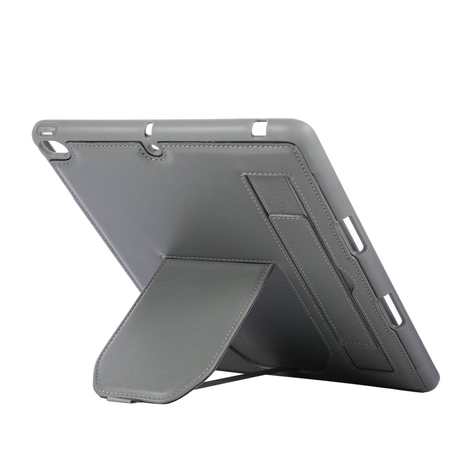 Left. Dteck - Shockproof Case for Apple iPad (6th Generation) 9.7" 2018 with Hand Strap and Kickstand, PU Leather TPU Protective Cover - Gary.