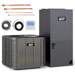 Costway - 2 Ton 18 SEER2 Central Air Conditioner Heat Pump System with Air Handler Unit - Gray
