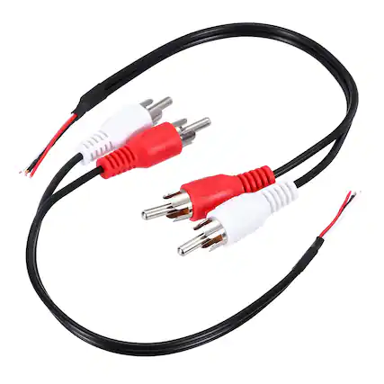 Front. Unique Bargains - 2pcs 8" Open Red/White RCA 2-Male Plug to Bare Wire Adapter for Audio Video Amplifier Speaker Wire - Red White.