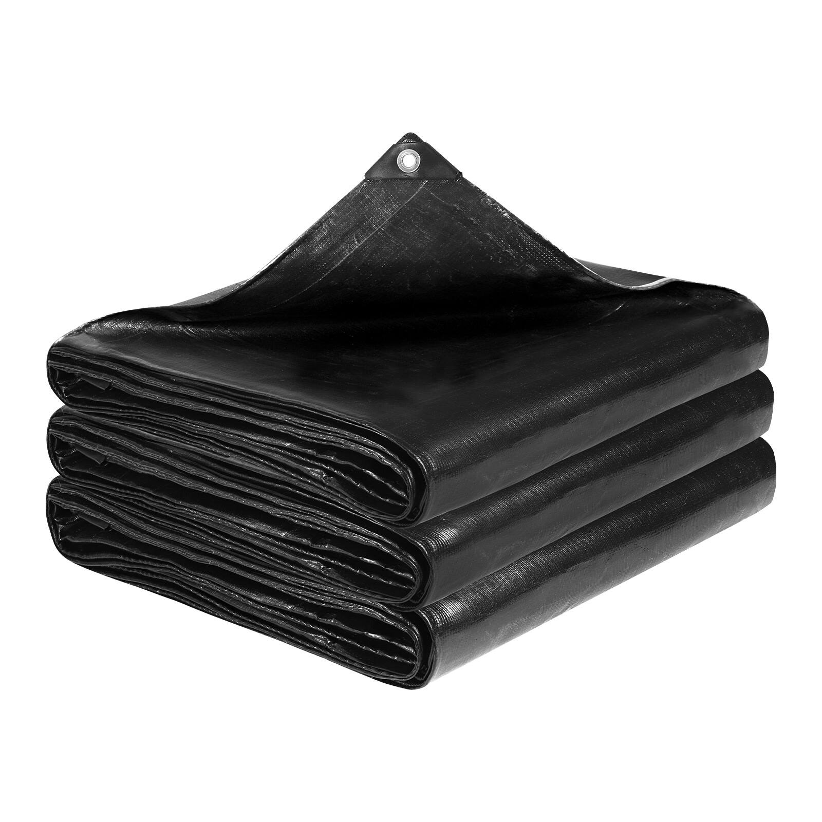 Alt View 5. VEVOR - 20 x 20 ft Pond Liner, 14 Mil Thickness, 3-Layer Reinforced PE Fish Koi Pond Liner for Outdoor Ponds, with Hemmed Edge - Black.