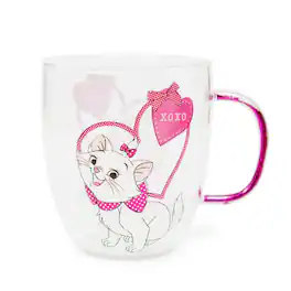 Silver Buffalo - Disney The Aristocats Marie "XOXO" Glitter Handle Glass Mug | Holds 14 Ounces - Pink