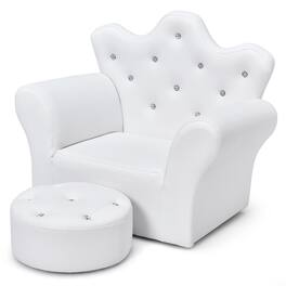 Costway - Kids Sofa Toddler Couch Princess Armchair Children Gift with Ottoman White - White