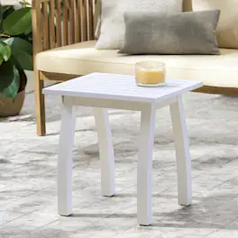 Loheer - Acacia Wood End Table Side Table Weather Resistant Rectangular Garden Table Outdoor Accent Table - White