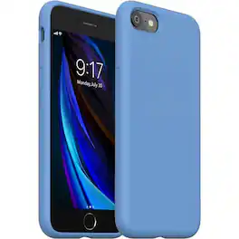 Entronix - Liquid Silicone Case for iPhone 8, 7, and SE - Soft Touch Protection - Aqua Blue