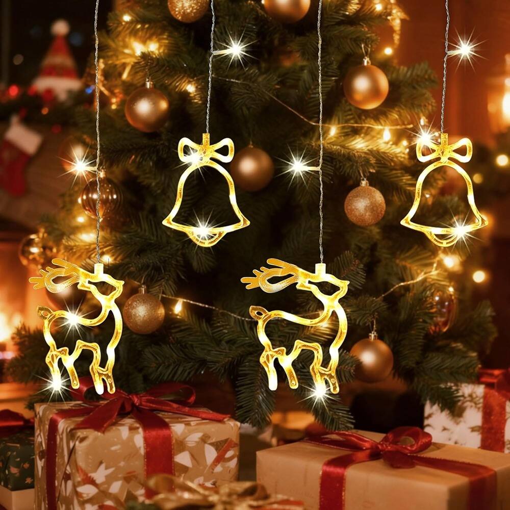 Alt View 2. MOSZAR LLC - LED Icicle Curtain Lights – Warm White, Plug-In, Indoor/Outdoor Use.