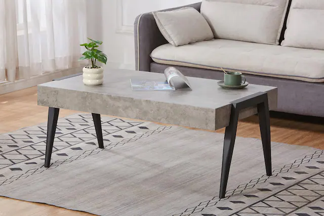 Front. Kings Brand Furniture - Kings Brand Furniture Camden Marble-Style Wood Coffee Table with Metal Legs, Center Table for Living Room - Grey.