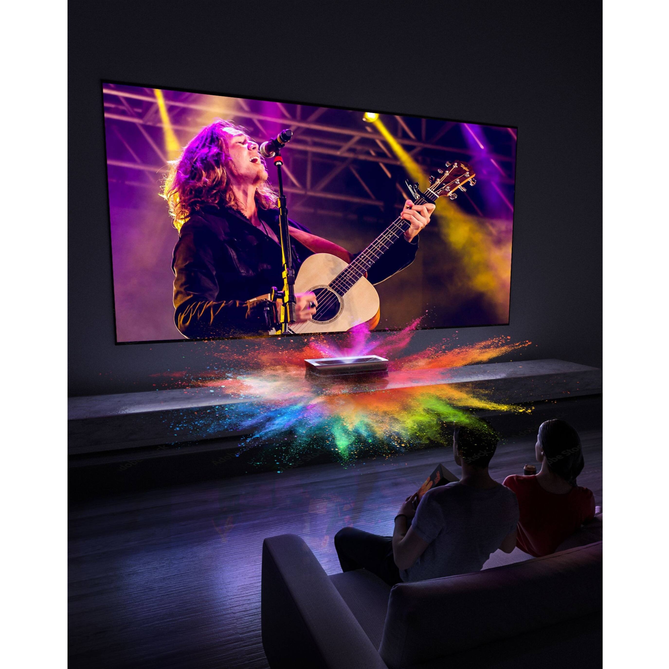 Alt View 18. AWOL Vision - 4K UHD Smart Triple Laser Ultra Short Throw Projector with 3500 Lumens, HDR10+, Dolby Atmos, 3D - Black.