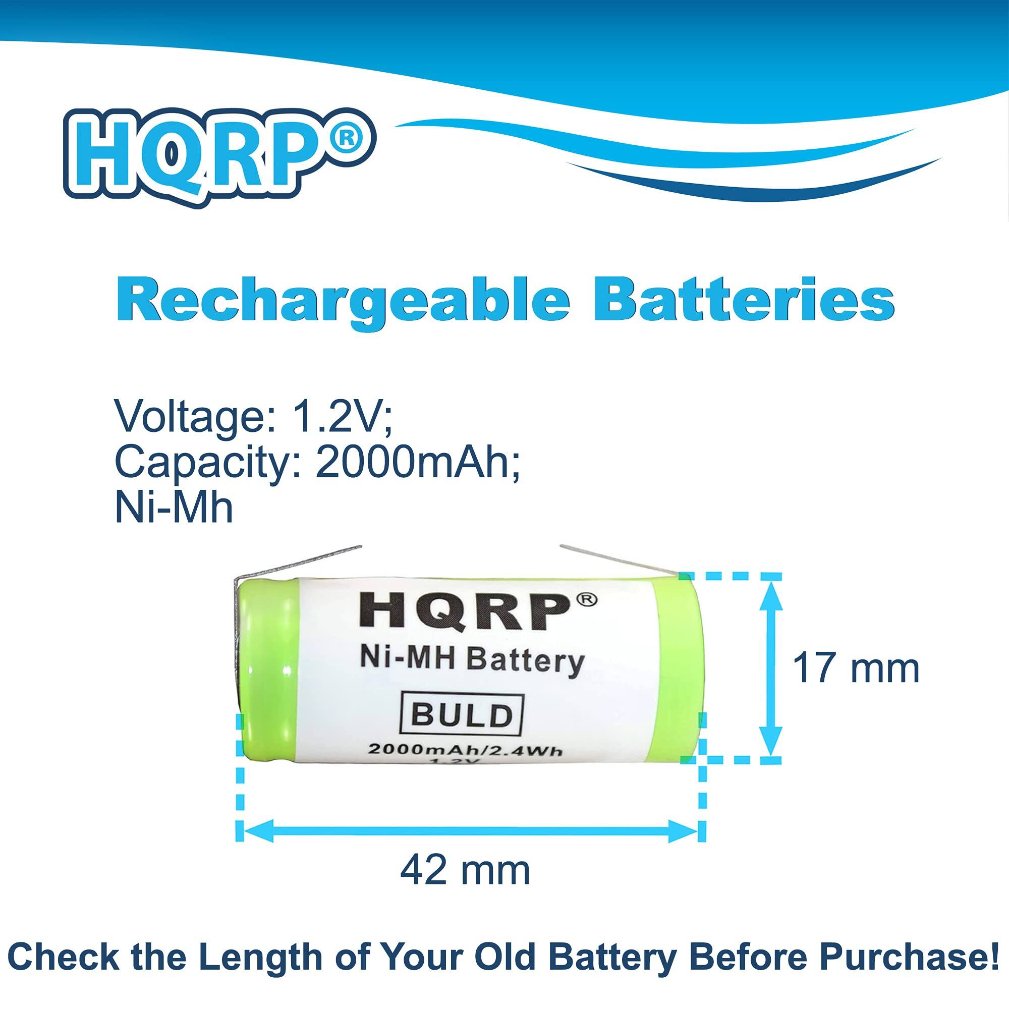HQRP Rechargeable Batteries  
Voltage: 1.2V;  
Capacity: 2000mAh;  
Ni-MH  

HQRP Ni-MH Battery  
BULD 2000mAh/2.4Wh  
17 mm x 42 mm  

Check the Length of Your Old Battery Before Purchase!