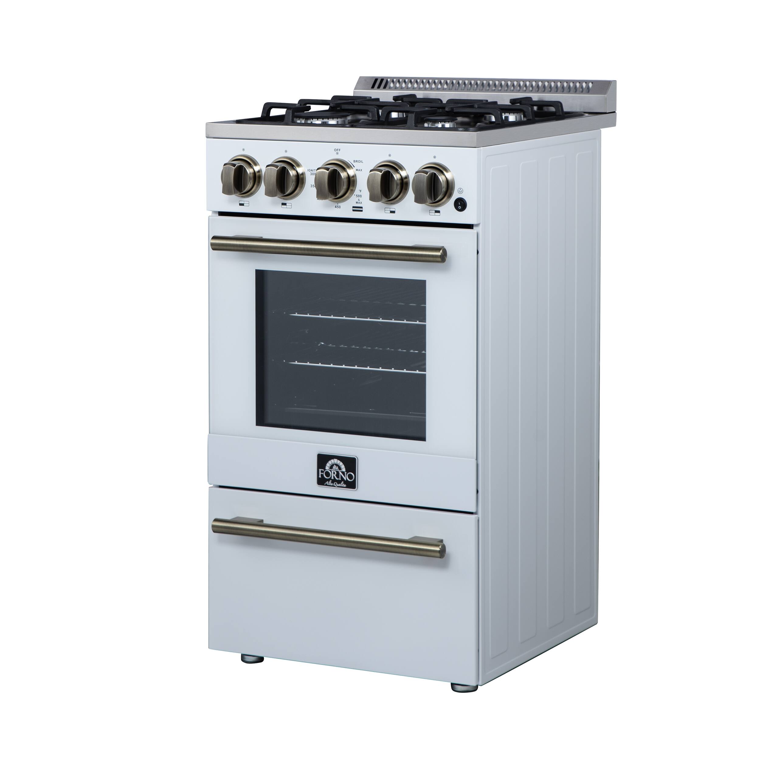 Angle. Forno Appliances - Lamazze 2.05 Cu. Ft. Freestanding Gas Range - White.