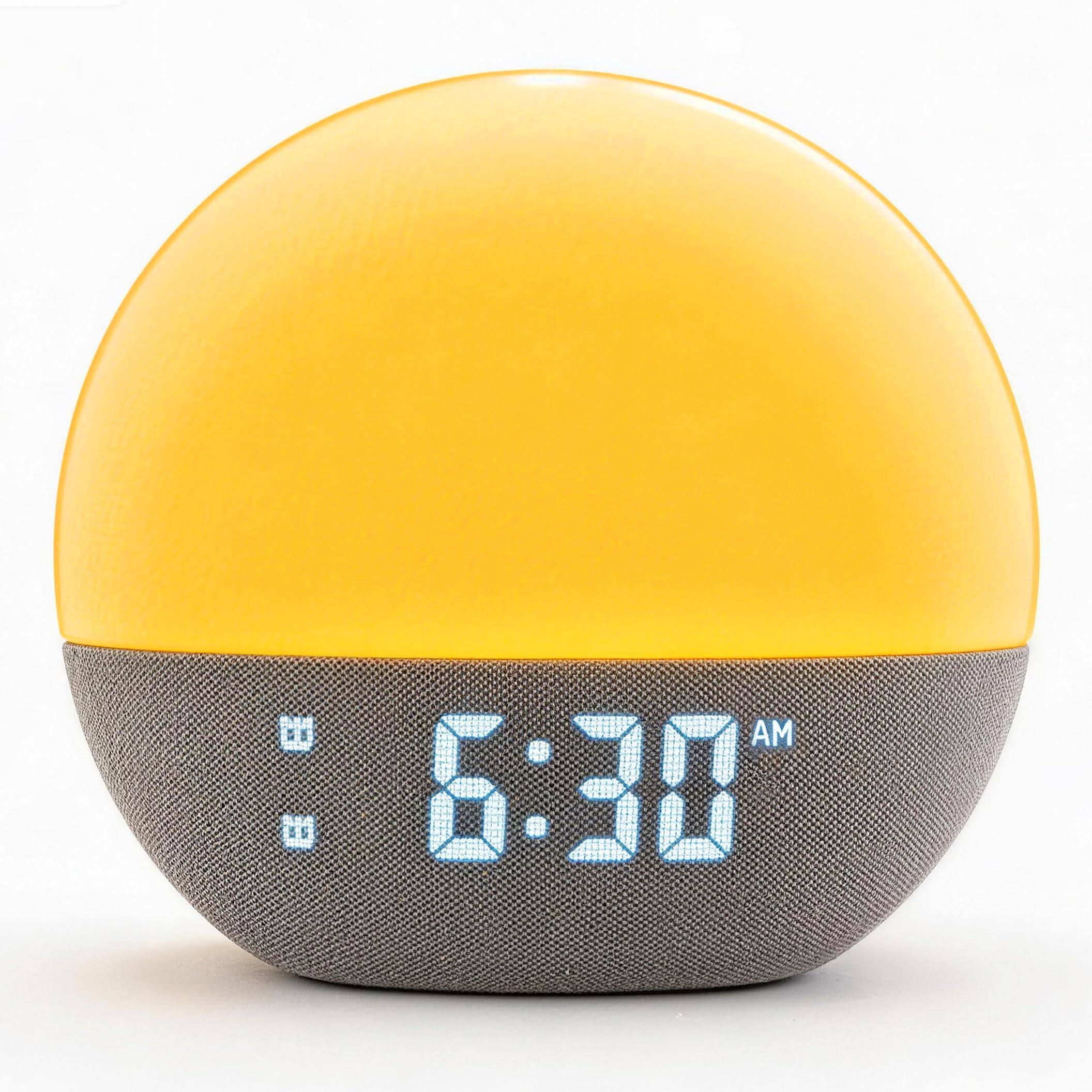 Front. Dazzed Corner - Sunrise Alarm Clock with White Noise, Bluetooth, 26 Sounds, 17 Lights - Grey.