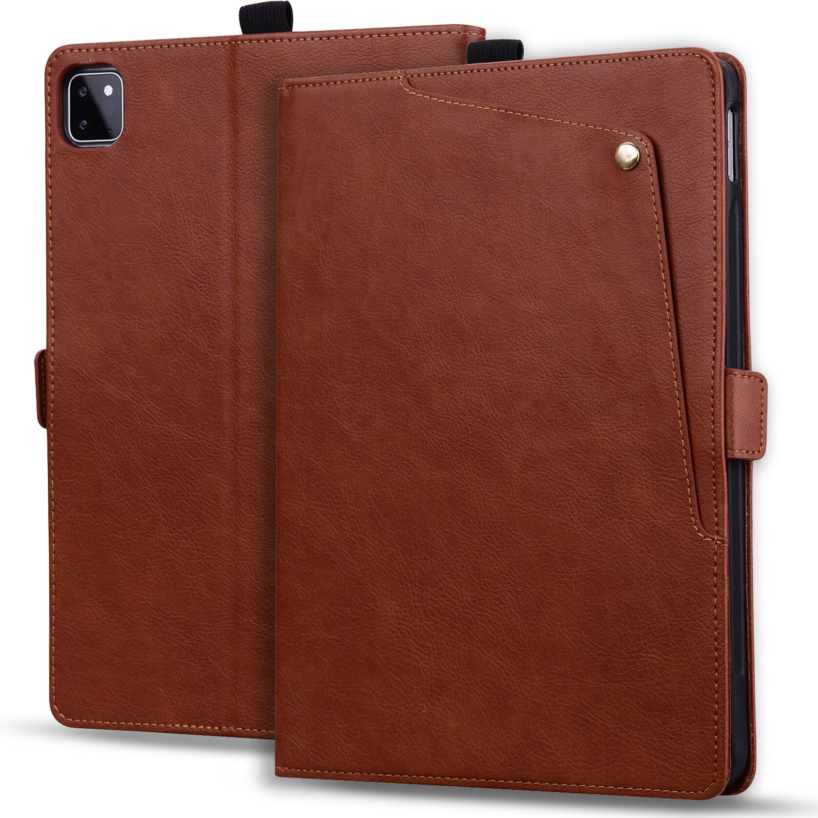 Alt View 4. Dteck - Case For iPad Air 11'' (2026/2025/2024) and iPad Pro 11 4th/3rd/2nd/1st Leather Folio Adjustable Stand Card Slots Cover - Brown.