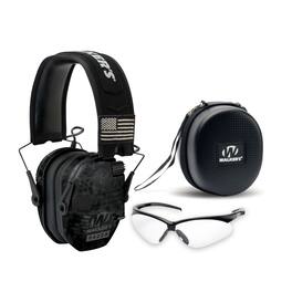 Walkers - Razor Slim Electronic Muff Patriot Series (Camo) with Case and Glasses - Kryptek Camo