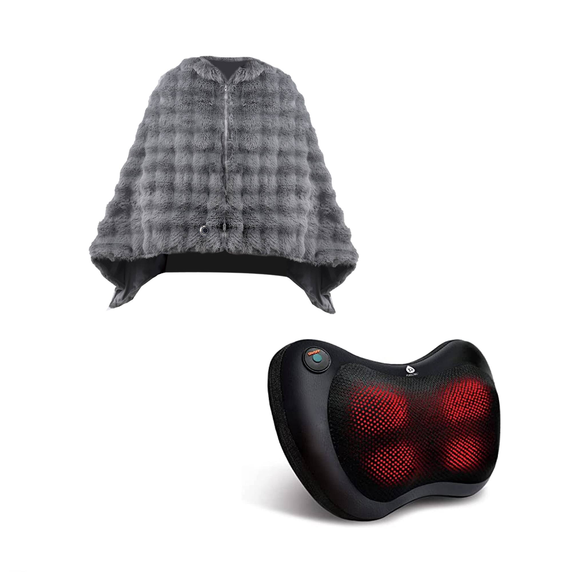Front. Pursonic - Ultimate Comfort & Relaxation Bundle: Heated Plush Shawl + Shiatsu Neck & Back Massager.