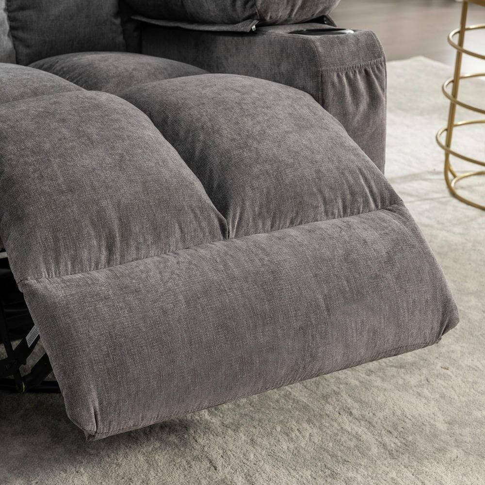 Alt View 10. Kadyn - Massage Rocker Recliner Chair, 8-Point Vibration & Heat, 150° Recline, USB Port, Cup Holders, Gray - Gray.