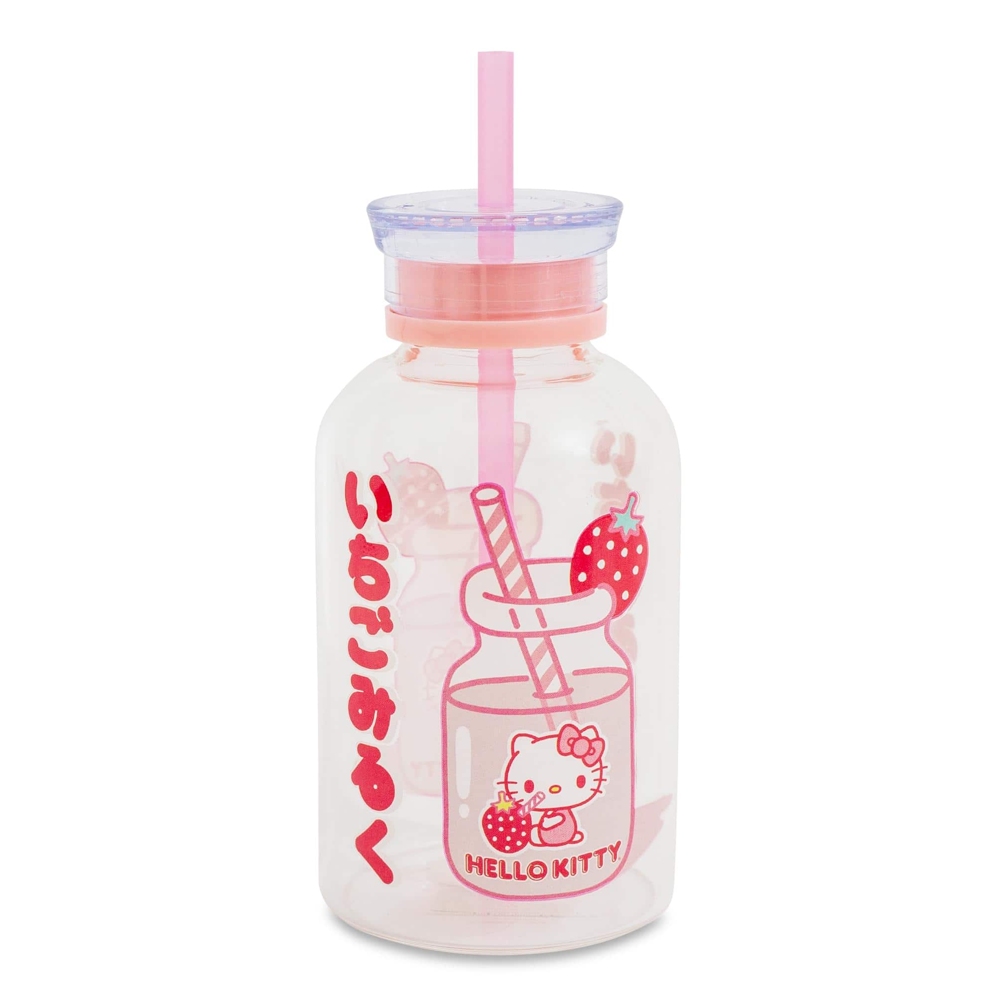 Silver Buffalo - Sanrio Hello Kitty Strawberry Glass Milk Bottle With Straw | Holds 15 Ounces - Pink price history on PriceWatchPro