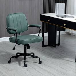 HTUTWOO - Home Office Chair - Adjustable Height, Lumbar Low-Back Support,Rolling Desk Chair for Home Office,Study - Green