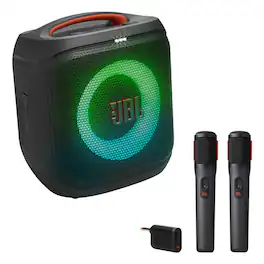 JBL - PartyBox Encore Essential 2 Portable Party Speaker Bundle with Wireless Microphone System - Black