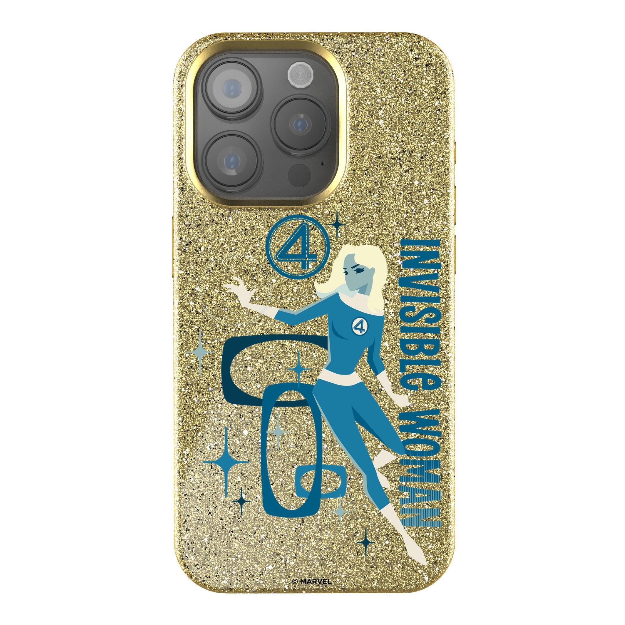 Keyscaper - Marvel Badge Gold Bling Phone Case - Apple iPhone 16 Pro - Invisible Woman