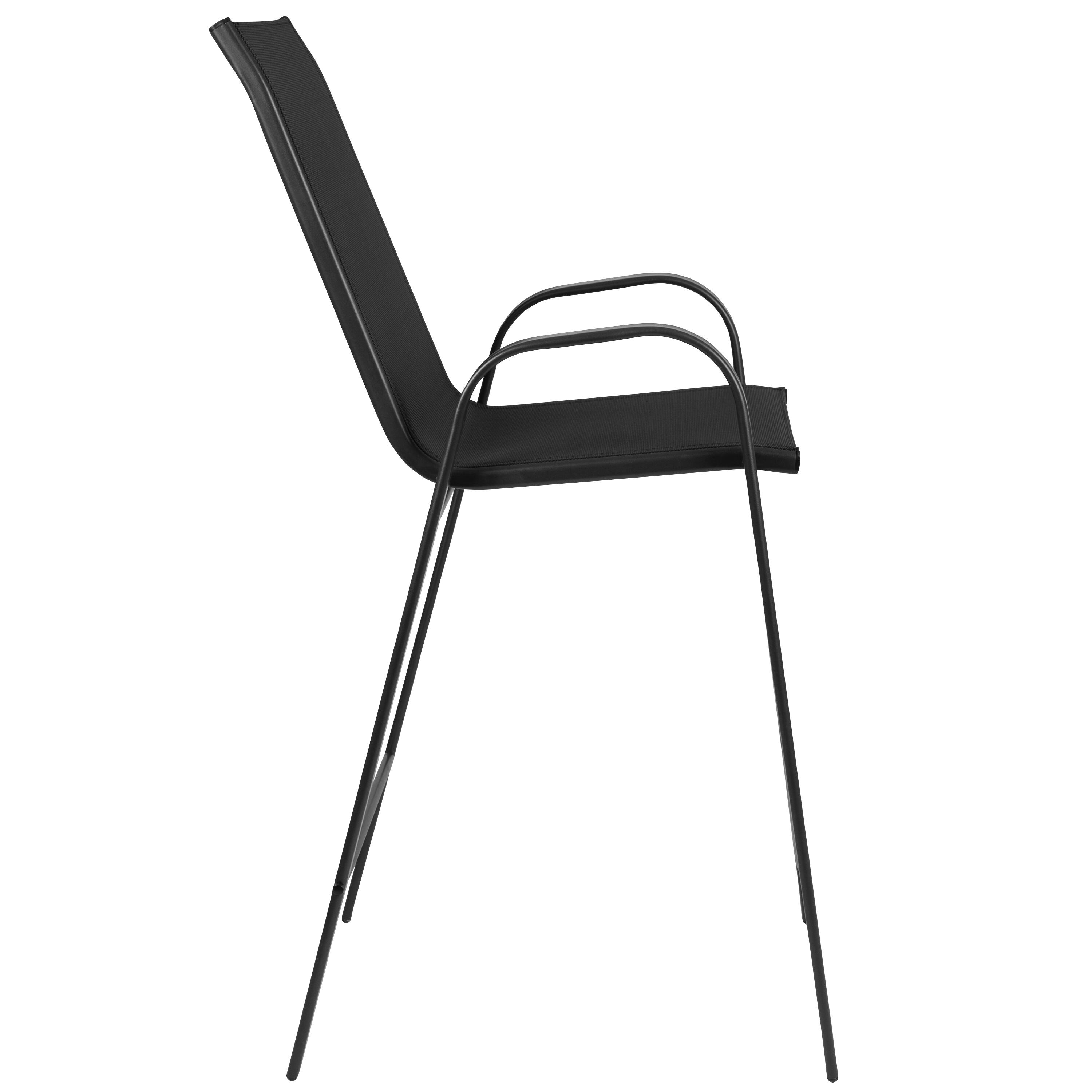 Alt View 7. Emma + Oliver - 2 Pack Outdoor Barstools with Flex Comfort Material-Patio Stool - Black.