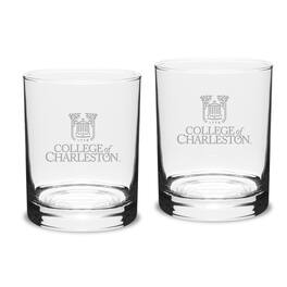 Jardine - Charleston Cougars 14oz. 2-Piece Classic Double Old Fashioned Glass Set - Multicolor