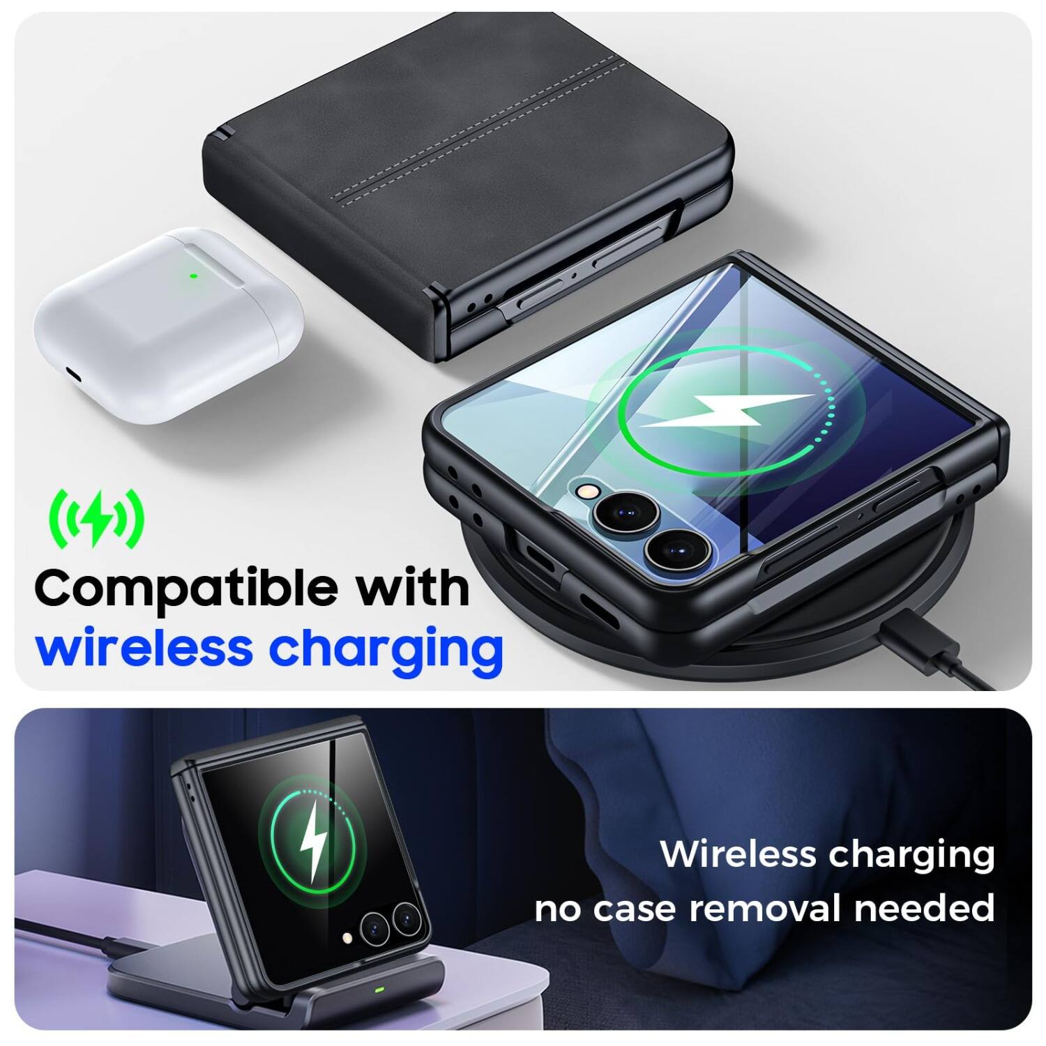 Compatible with wireless charging  
Wireless charging no case removal needed