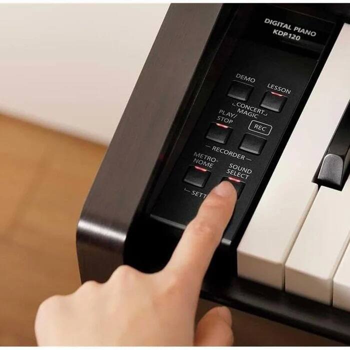 DIGITAL PIANO KDP120

DEMO  
LESSON  
- CONCERT MAGIC  
PLAY/ STOP  
REC  
- RECORDER  
METRO-  
NOME  
SOUND SELECT  
SETT