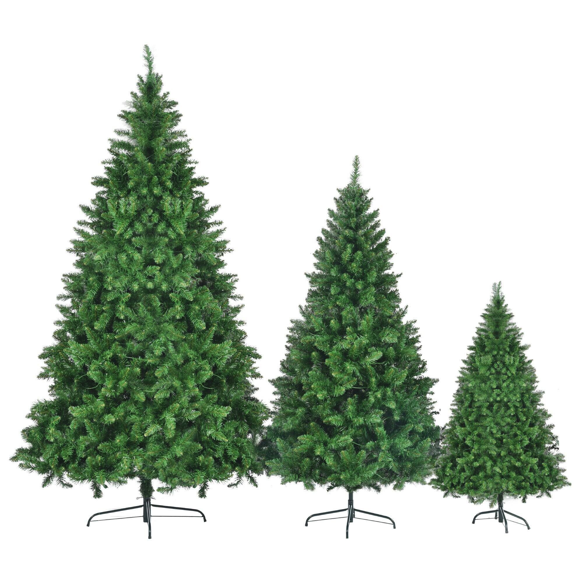 Alt View 5. BreeBe - 8FT, 6FT, 4FT Pre-Lit Green Pine Set of 3 Hinged Xmas Trees with 820 Warm-Yellow LED Lights and 2539 Branch Tips - Green.