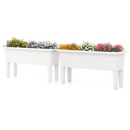 Gymax - 2 PCS Raised Garden Beds with Detachable Legs & Drainage Hole for Vegetables - White