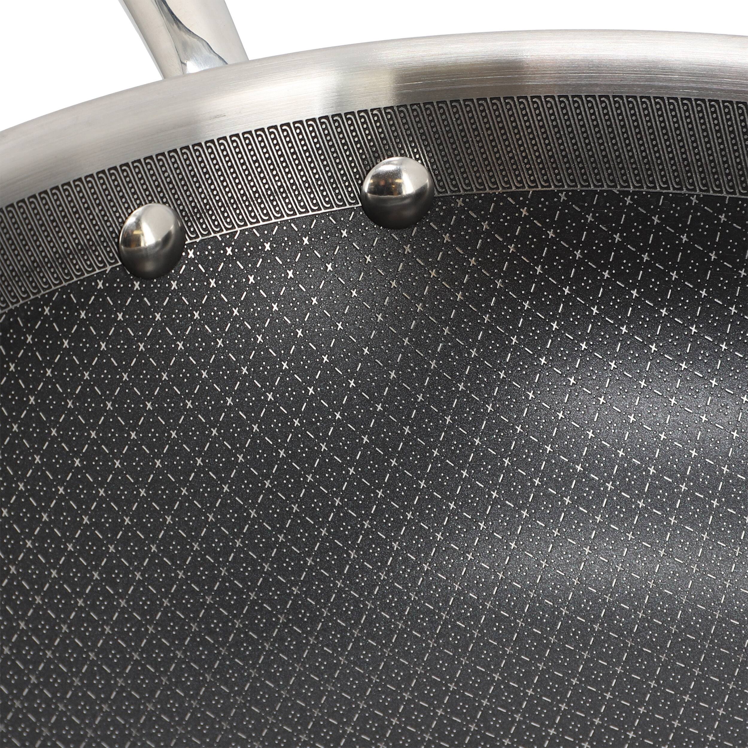 Better Chef - 12.5 Inch 3 Ply Stainless Steel Nonstick Wok with Lid - Silver - Thumbnail 3