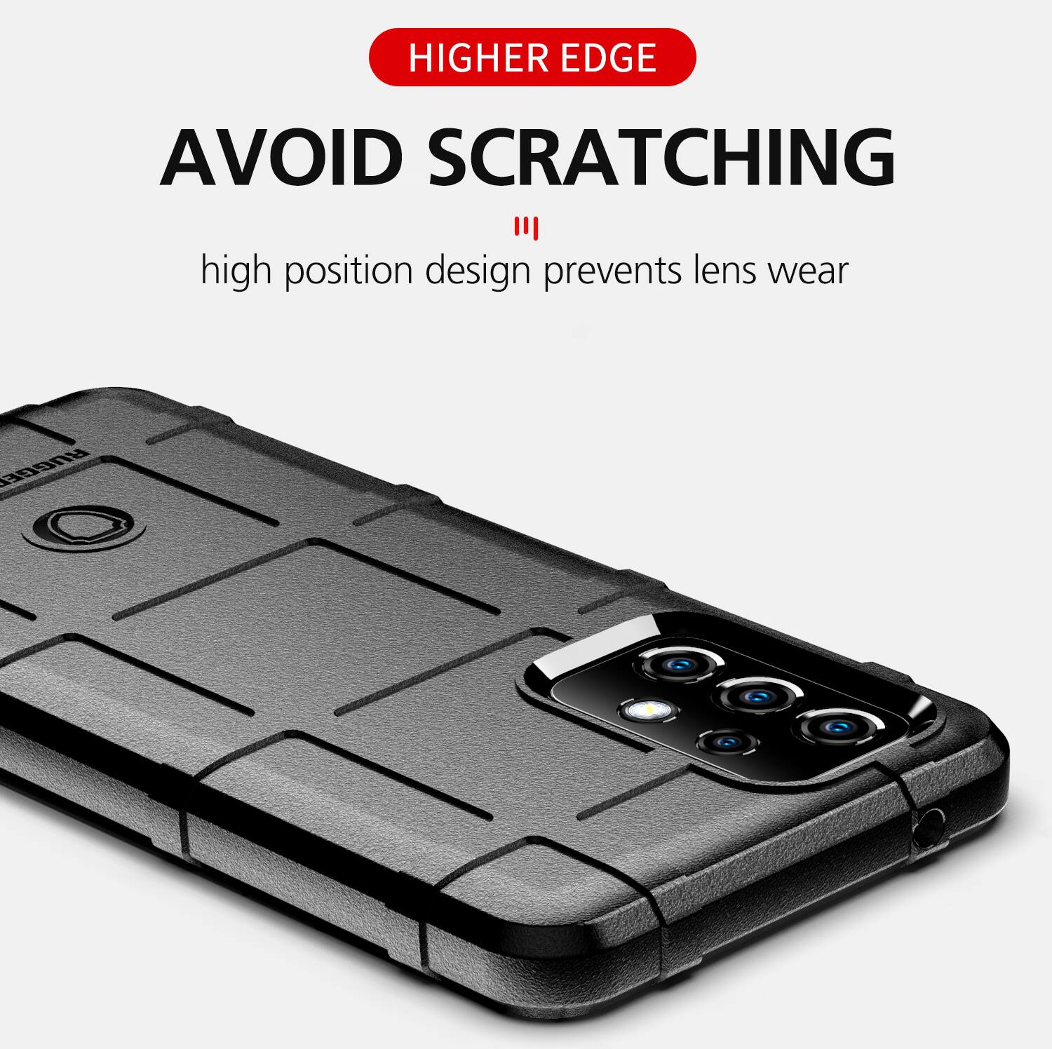 HIGHER EDGE  
AVOID SCRATCHING  
high position design prevents lens wear