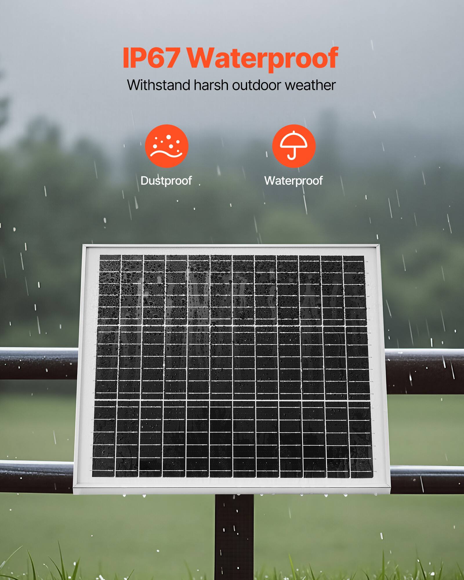IP67 Waterproof  
Withstand harsh outdoor weather  
Dustproof  
Waterproof