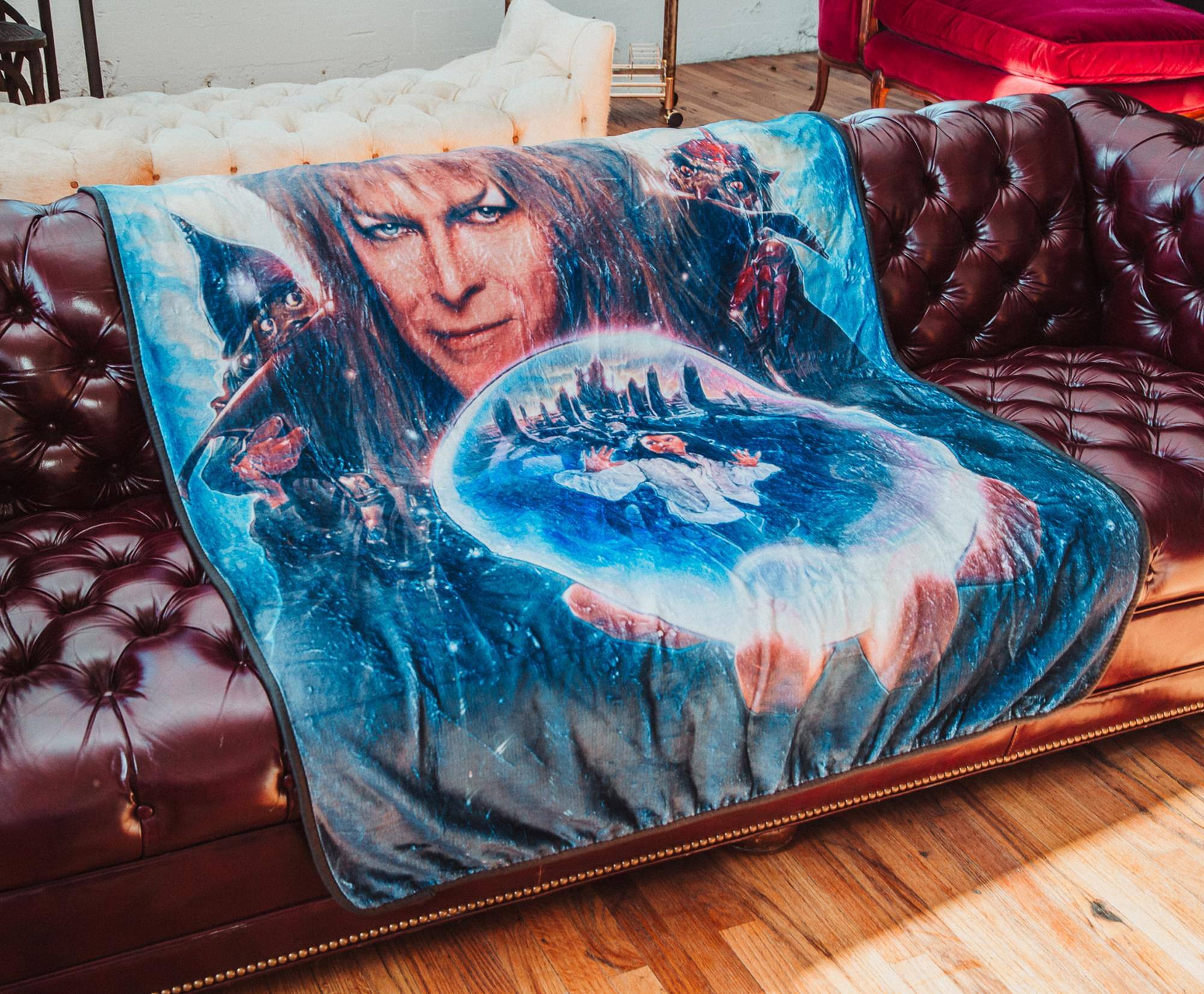 Alt View 2. Surreal Entertainment - Labyrinth Movie Poster Fleece Throw Blanket | 45 x 60 Inches - Blue/White.