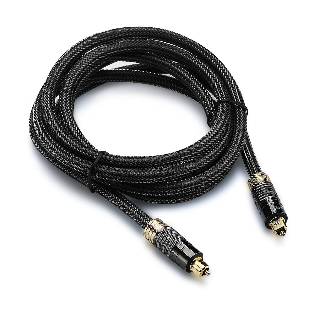 Alt View 3. FosPower - [2-Pack] 24K Gold-Plated Optical Digital Audio Cable - 3FT, Zero RFI & EMI Interference S/PDIF Toslink Cable, Braided - Black.