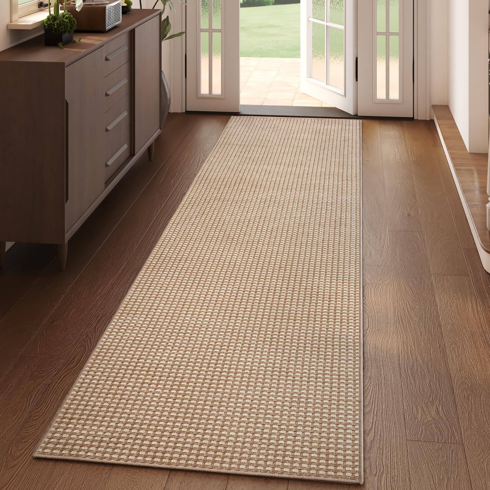 Back. Fabibe - 2x6 Ft Boho Kitchen Runner Rugs Mat Non Slip Woven Runners For Hallways Washable Soft unique... - Grey-3' x 5'.