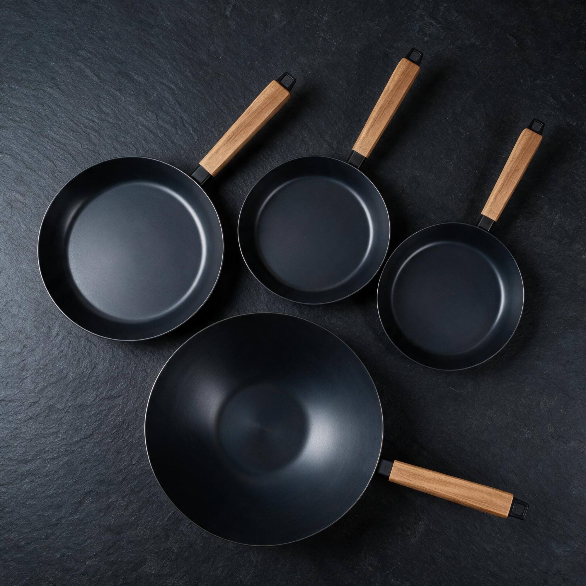 Alt View 4. Alva - Alva Forest 4-Piece Carbon Steel Frying Pan Set - Blue.