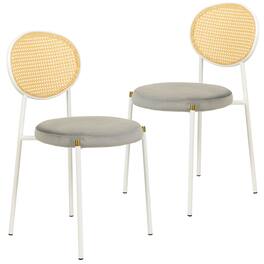 LeisureMod - Euston 2-PCS Contemporary Accent Dining Chair with Velvet Cushion Seat & Rust-Resistant Metal Frame - Gray