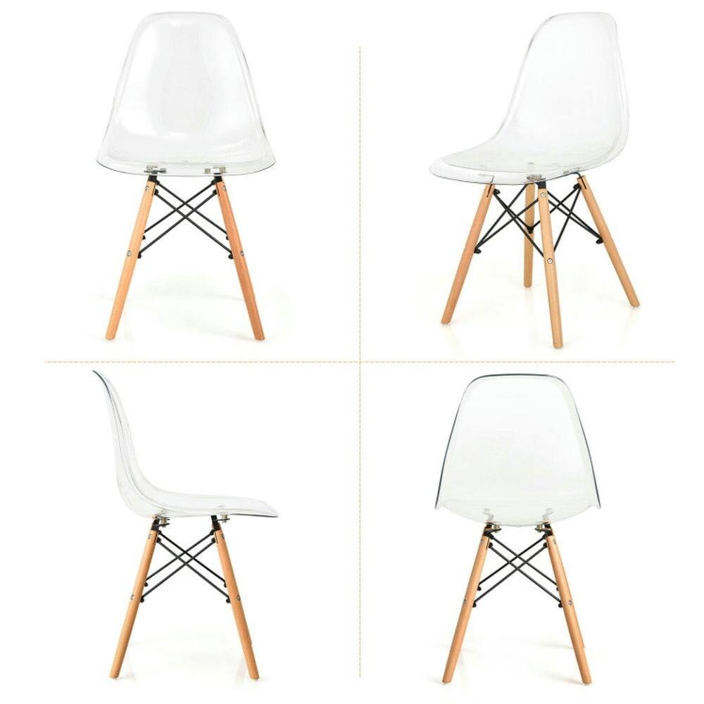 Alt View 1. Kadyn - Dining Chairs, Kitchen Chairs Trattoria Chairs,Set of 4 Dining Chairs Modern Plastic Shell Side Chair with Clear Seat - Beige.