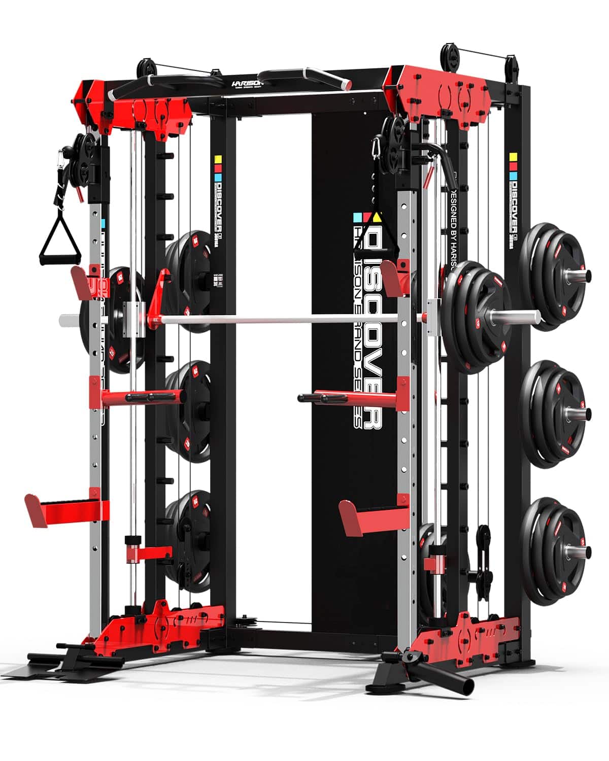 HARISON - All-in-One Power Rack Home Gym 5300 LB Capacity with Adjustable Chin-Up & Rowing Fitness System (BB30816) - Black