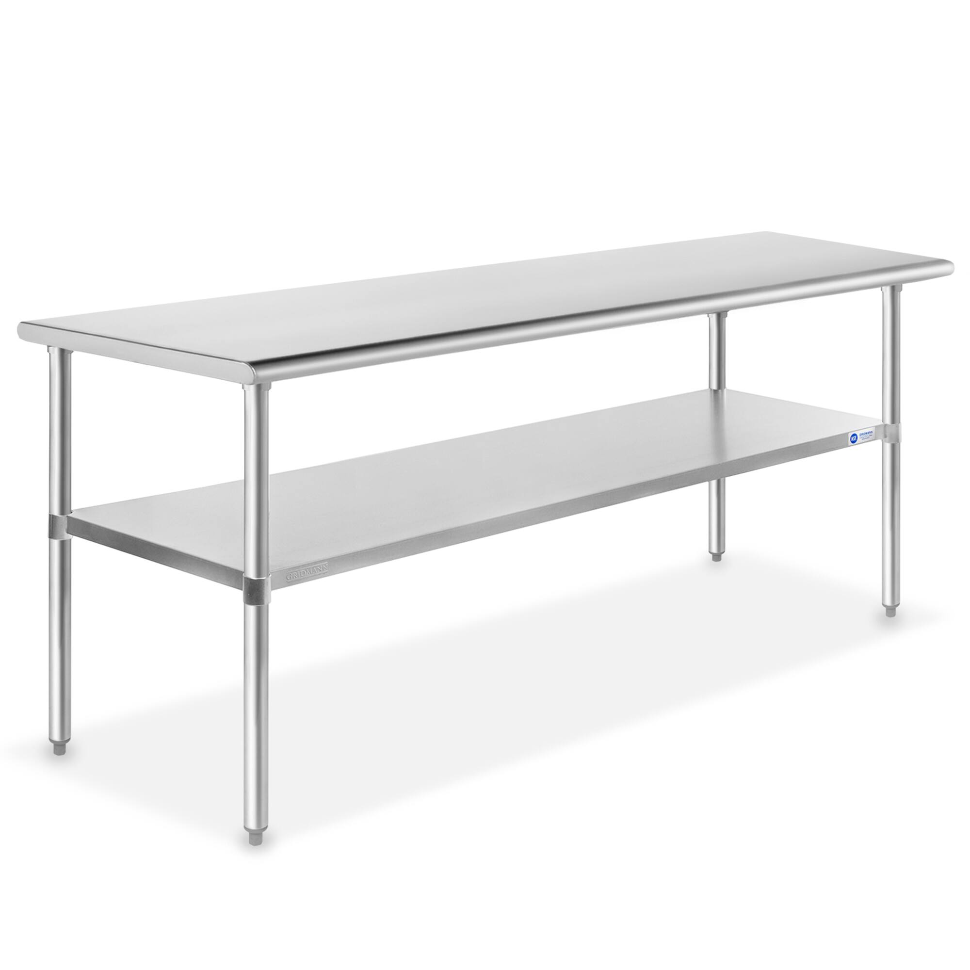 GRIDMANN - 72 x 24-in NSF Stainless Steel Commercial Prep Table - Silver