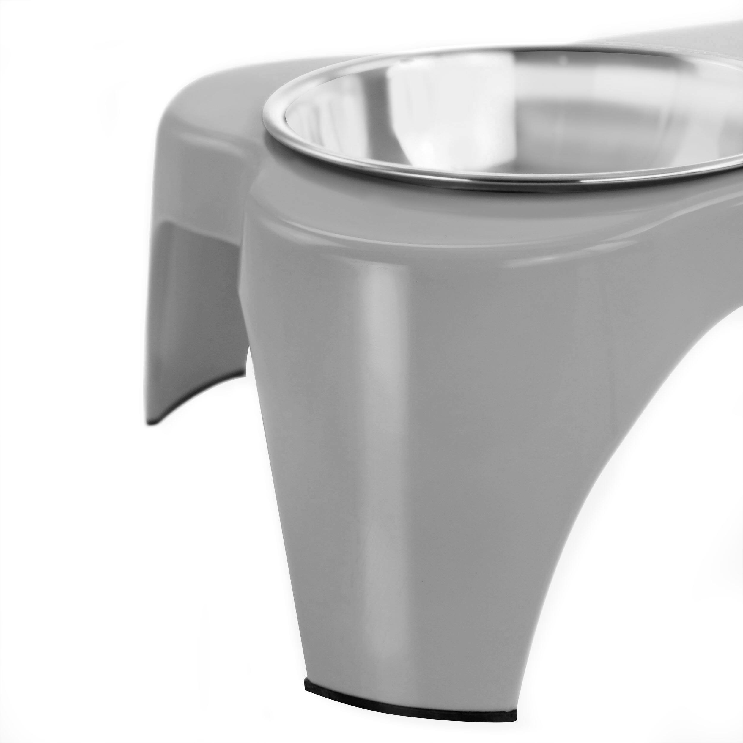 Alt View 3. Gibson - Gibson Home Bow Wow Meow 3 Piece Elevated Pet Bowl Dinner Set in Grey - Gray.