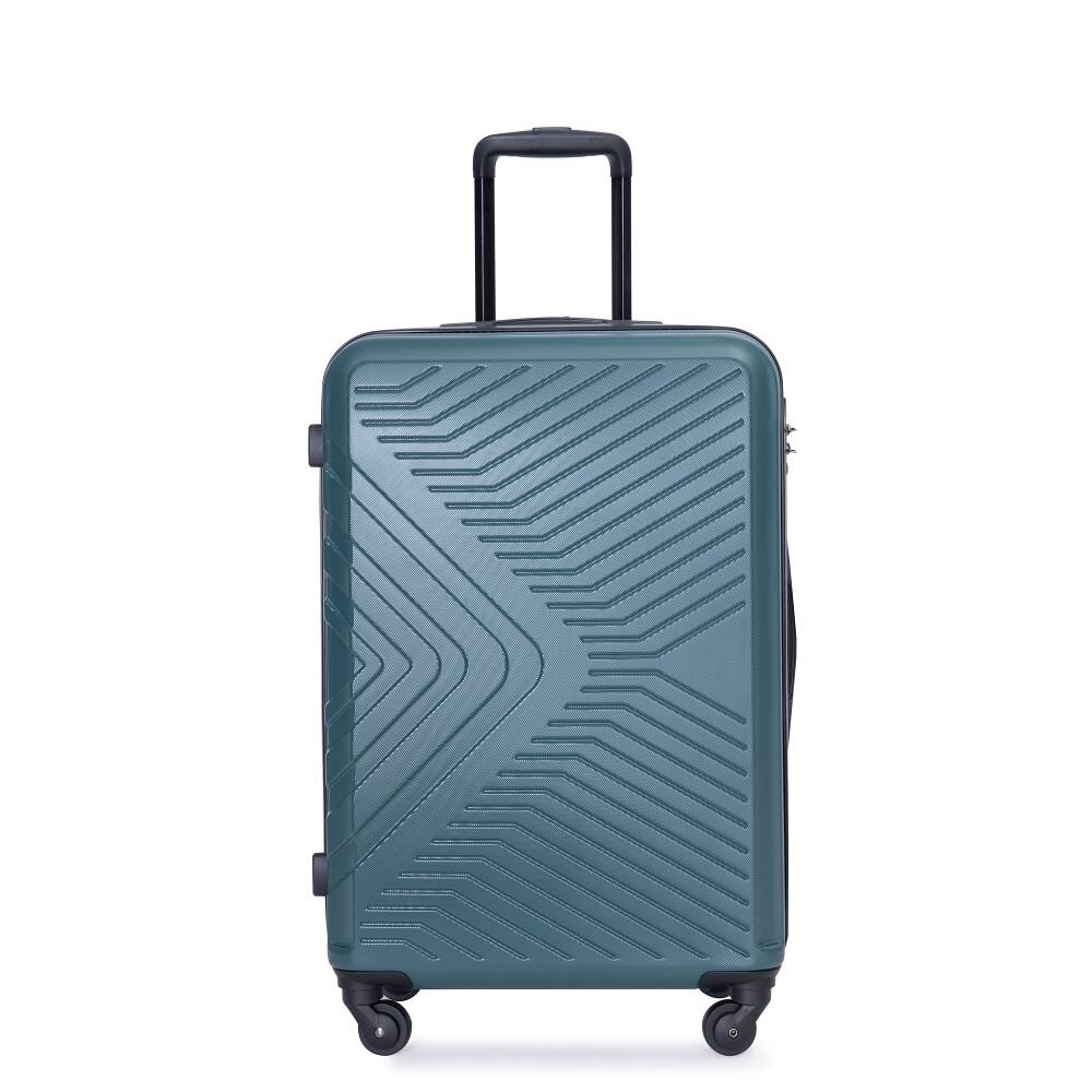 Angle. Ropilly - Ropilly 3 Piece Luggage Set ABS Hard Shell Suitcase Set with Spinner Wheels Lightweight Travel Luggage Dark Green - Dark Green.