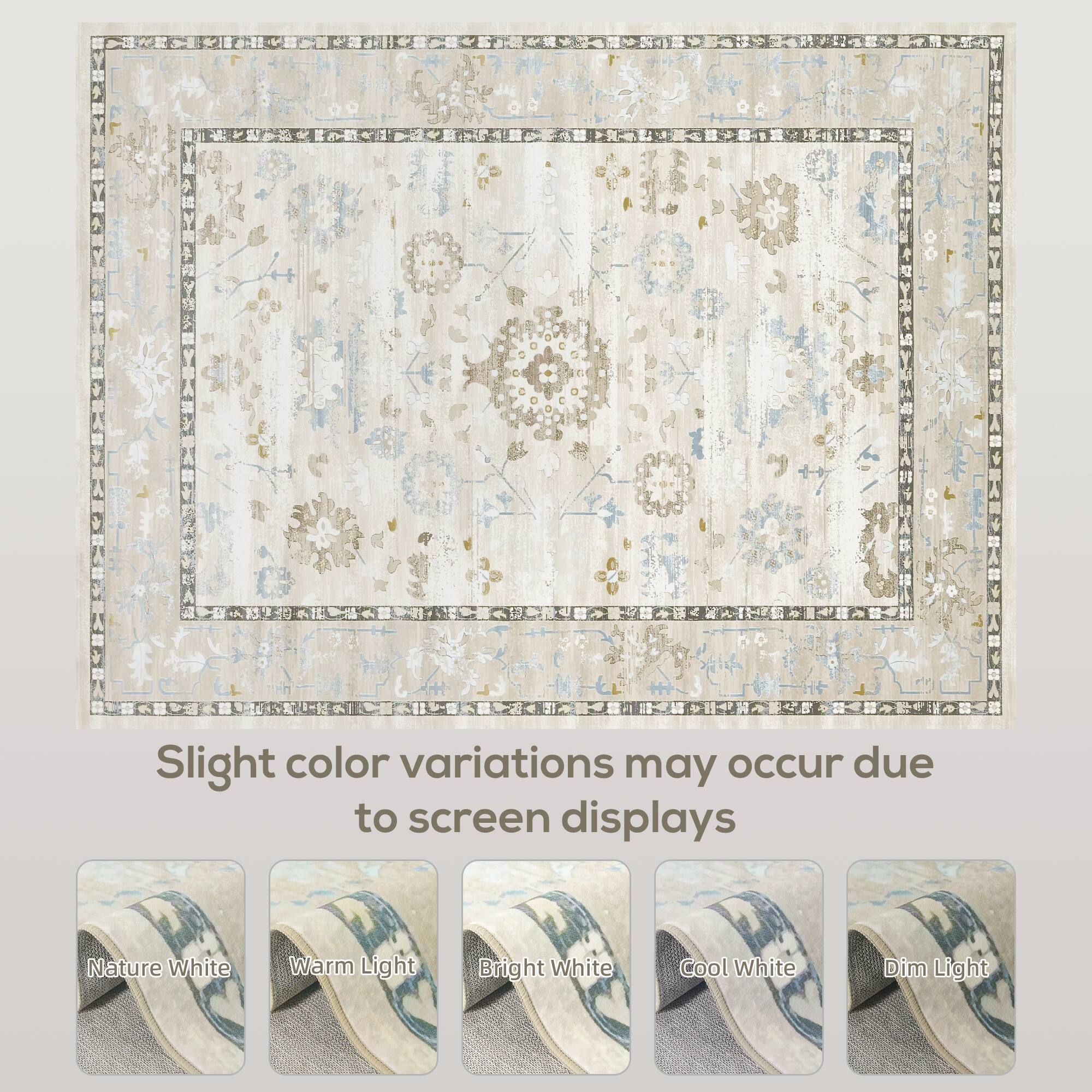 Slight color variations may occur due to screen displays. Nature White, Warm Light, Bright White, Cool White, Dim Light.